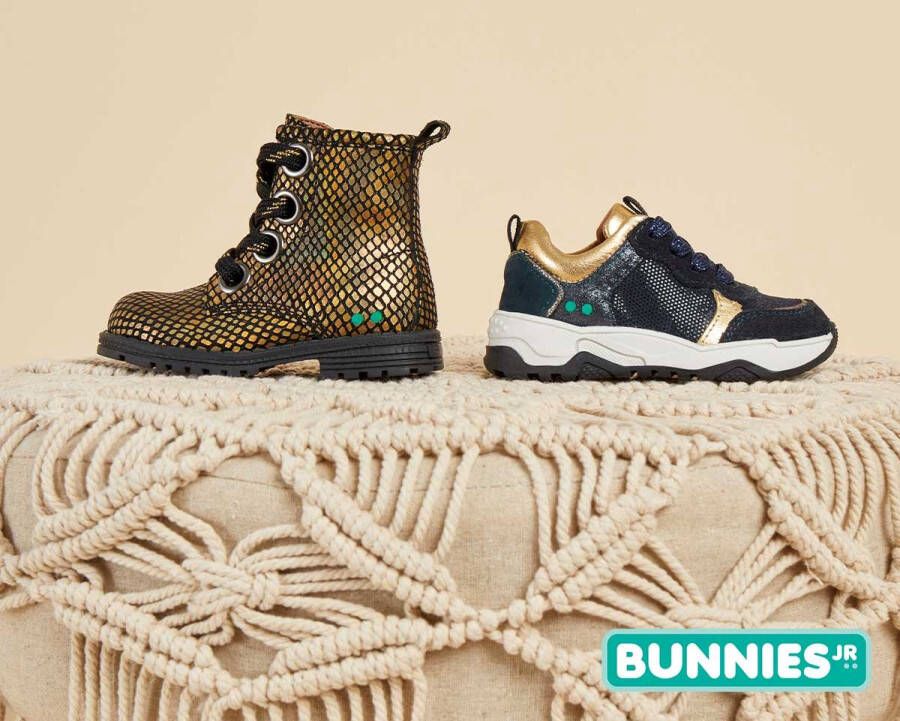 BunniesJR Tosca Trots Meisjes Combat Boots Goud Leer Veters