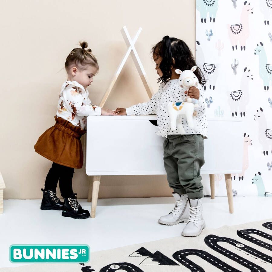 BunniesJR Tosca Trots Meisjes Combat Boots Zwart Leer Veters