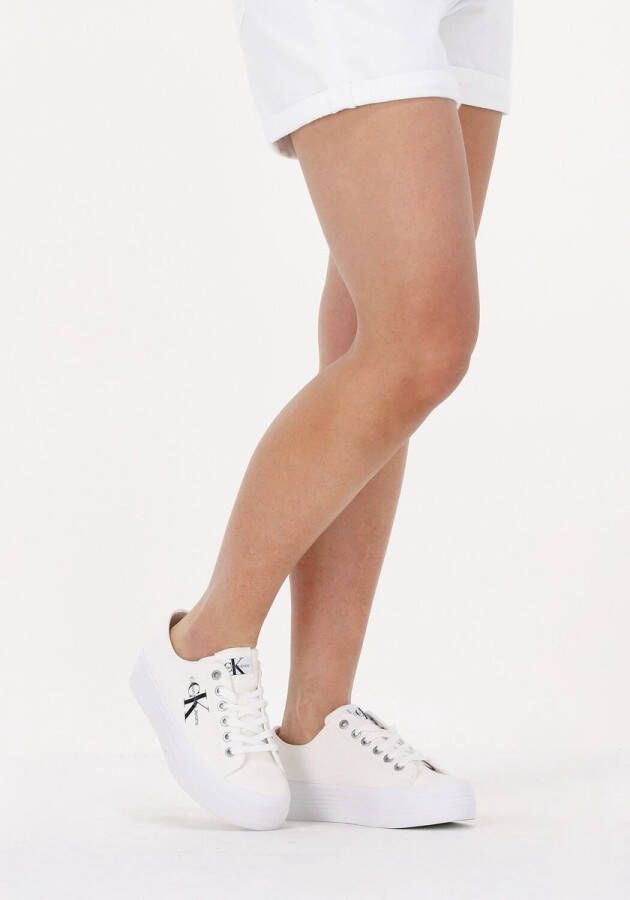 Calvin Klein Vulcanized Flatform Laceup Lage sneakers Dames Wit