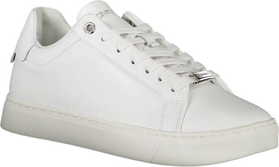 Calvin Klein Witte polyester sneakers met veters print contrastdetails logo White - Foto 7