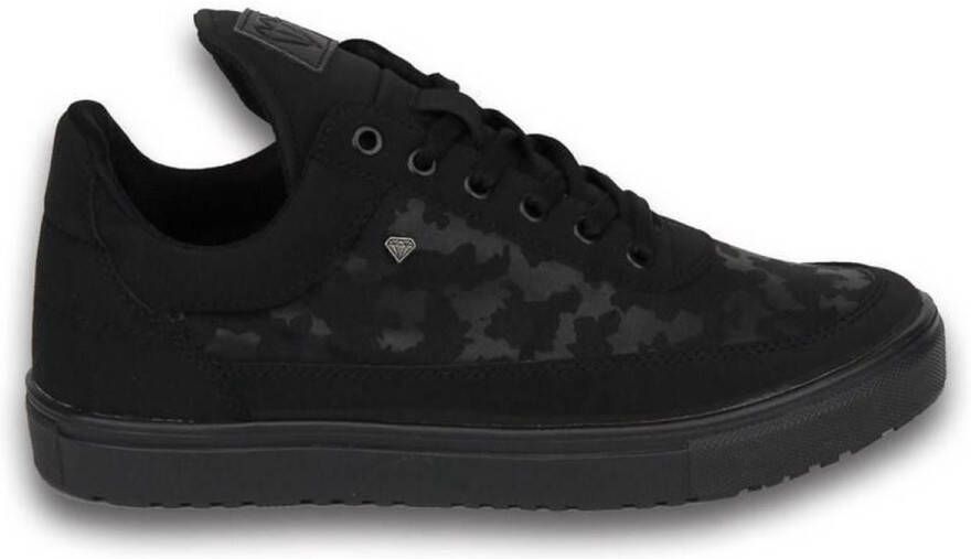 Cash Money Heren Schoenen Heren Sneaker Low Camouflage Side Case Army Full Black Zwart