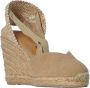 Castañer Carina gewassen katoenen espadrilles met striksluiting en 9 cm sleehak. Beige Dames - Thumbnail 3