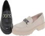 Amelie Dames Leren Chunky Loafers Mocassins Instappers Wit Crème - Thumbnail 3