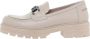 Amelie Dames Leren Chunky Loafers Mocassins Instappers Wit Crème - Thumbnail 4