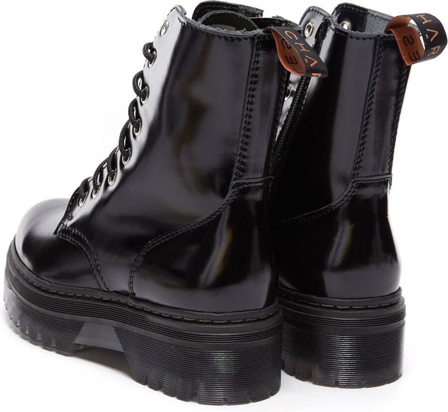 Charles Footwear Dames Laars 1984 Black Polished Zwart