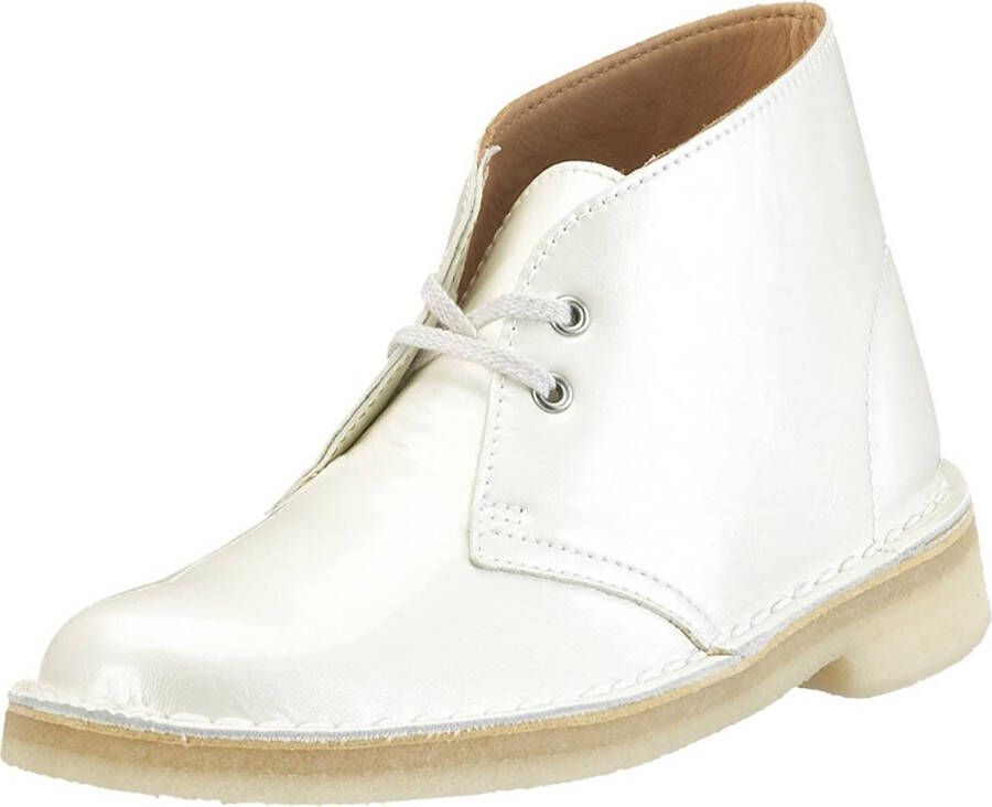 Clarks Metallic Leren Desert Boot Dames Enkellaars Wit Dames - Foto 2