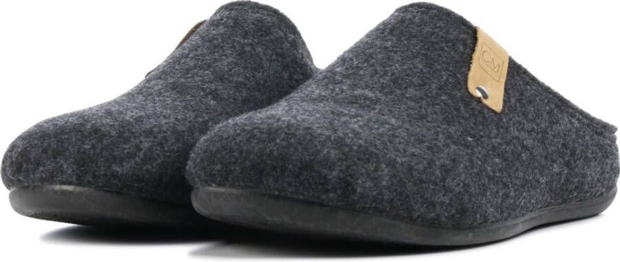 CM Comfort Pantoffels Heren Sloffen Instappers Canvas Harde zool Open hiel 67800081 Antraciet