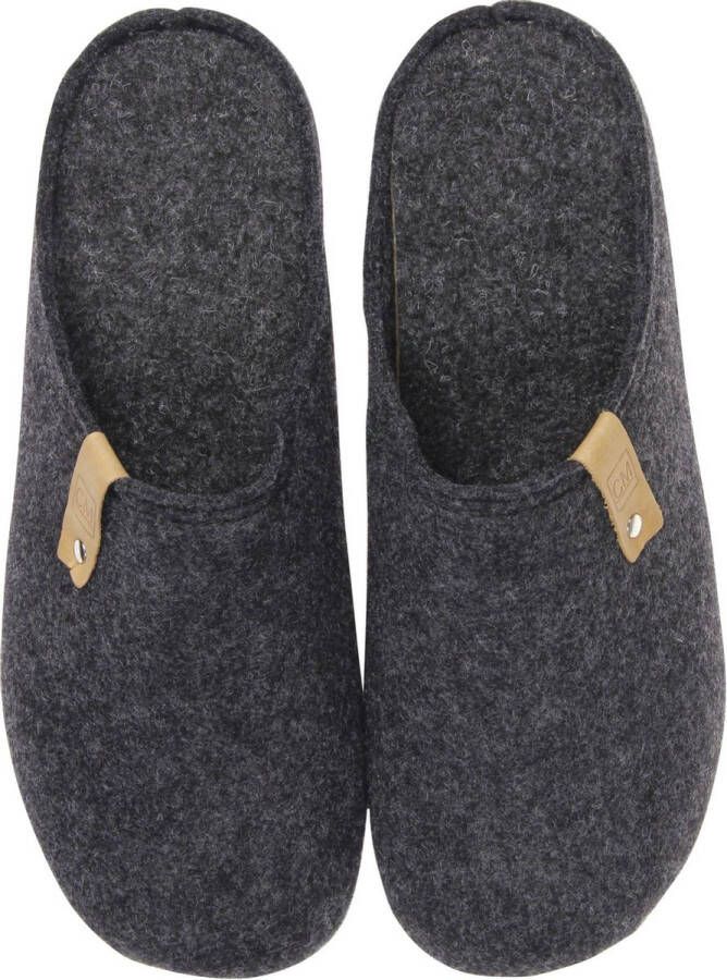 CM Comfort Pantoffels Heren Sloffen Instappers Canvas Harde zool Open hiel 67800081 Antraciet