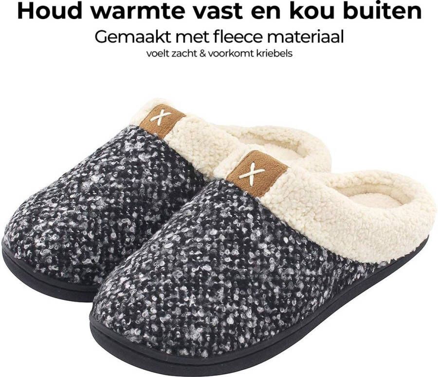 Comfeet Pantoffels Dames Sloffen Zwart Grijs Anti-slip
