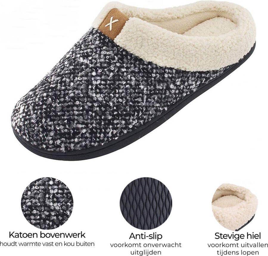 Comfeet Pantoffels Dames Sloffen Zwart Grijs Anti-slip