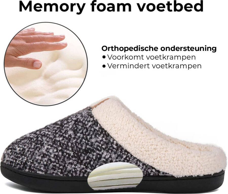 Comfeet Pantoffels Dames Sloffen Zwart Grijs Anti-slip