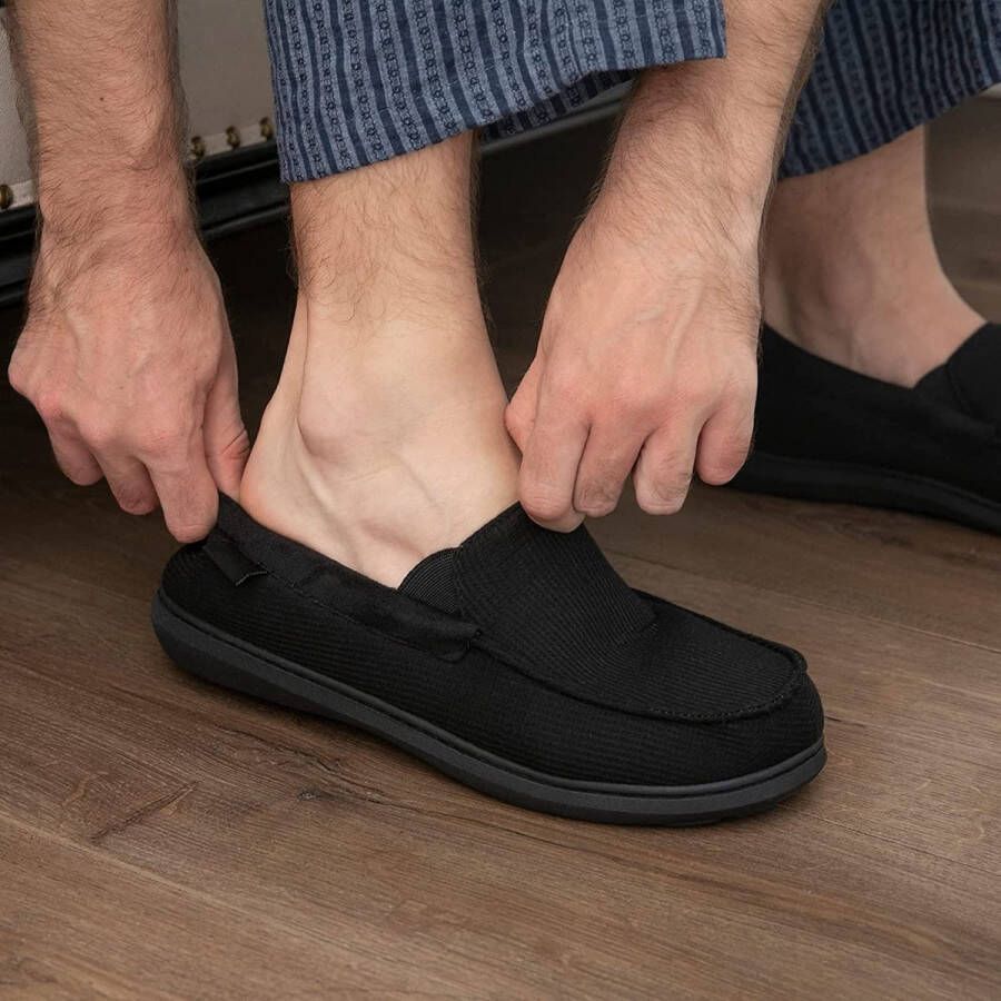 Comfeet Pantoffels Heren Sloffen Mocassins Zwart Anti-slip