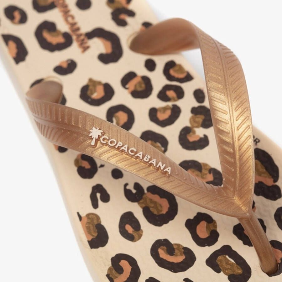 Copacabana vegan kinder slippers met panterprint Beige