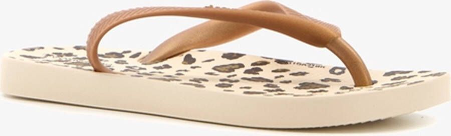 Copacabana vegan kinder slippers met panterprint Beige