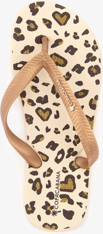 Copacabana vegan kinder slippers met panterprint Beige