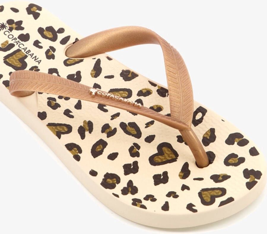 Copacabana vegan kinder slippers met panterprint Beige