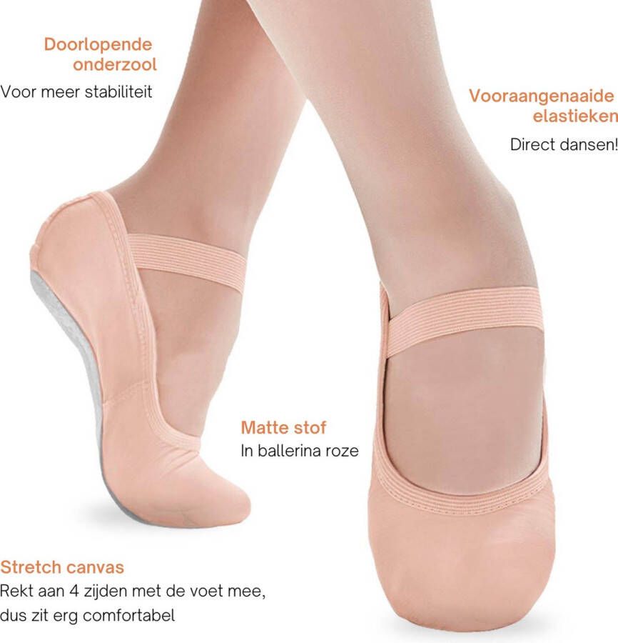 Dancer Dancewear Balletschoenen meisje Roze Eleve Balletschoen meisje Met GRATIS satijnen schoenzakje Hele zool Elastisch canvas Balletschoentjes voor kinderen