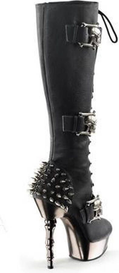 Demonia Muerto-2028 Boot with studs and chrome heel black matt