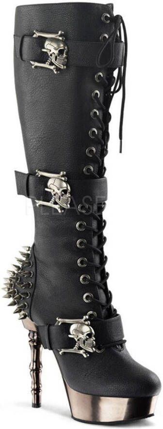 Demonia Muerto-2028 Boot with studs and chrome heel black matt = )