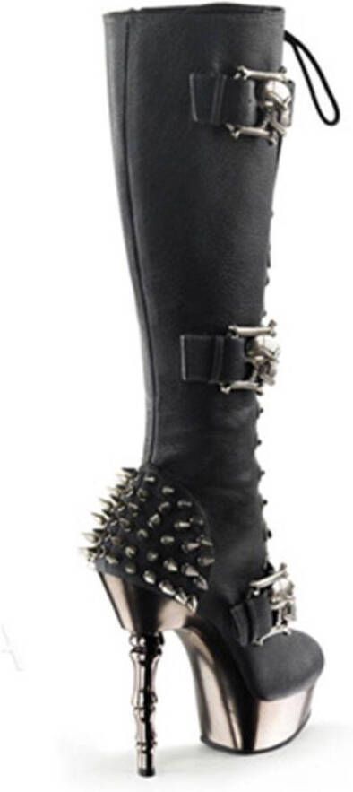Demonia Muerto-2028 Boot with studs and chrome heel black matt = )