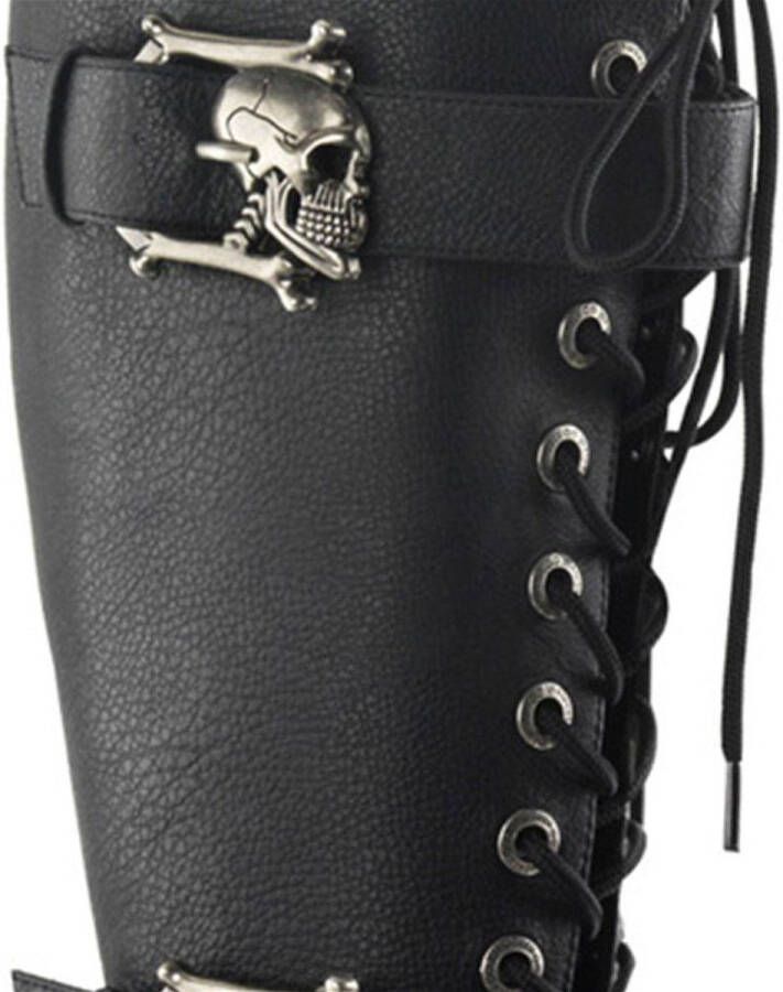 Demonia Muerto-2028 Boot with studs and chrome heel black matt = )