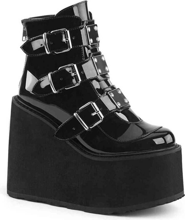 Demonia SWING-105 5 1 2 PF Ankle Boot w 3 Buckle Straps Back Zip