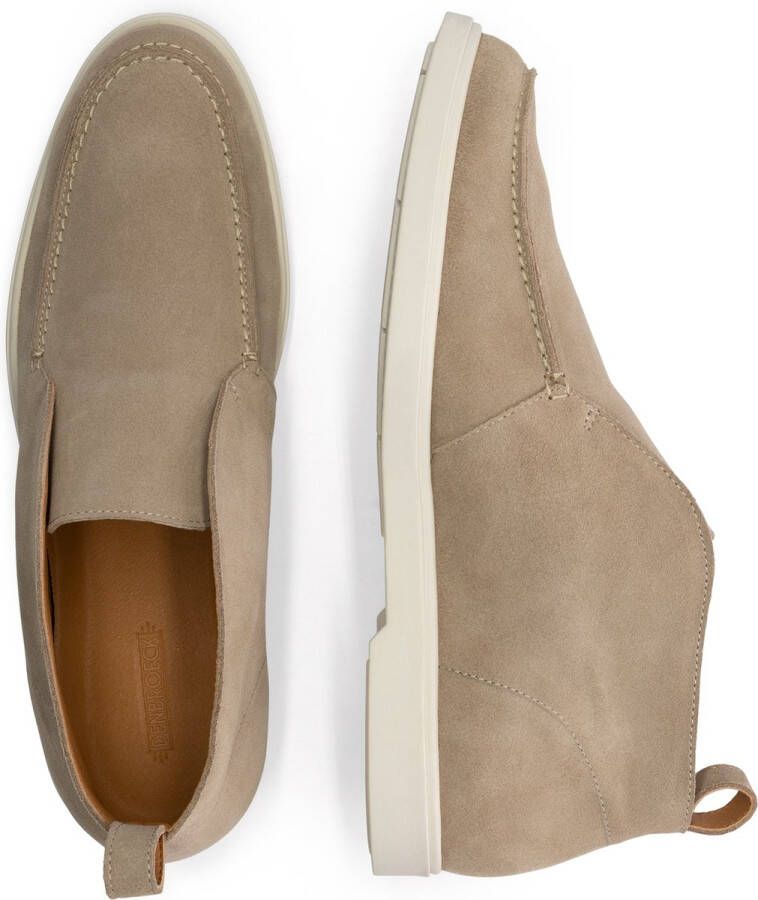 DEN BROECK DenBroeck Franklin St. Halfhoge instappers heren Suede leren schoenen Beige leer