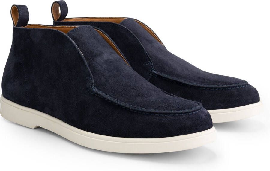 DEN BROECK DenBroeck Franklin St. Halfhoge instappers heren Suede leren schoenen Navy blauw leer