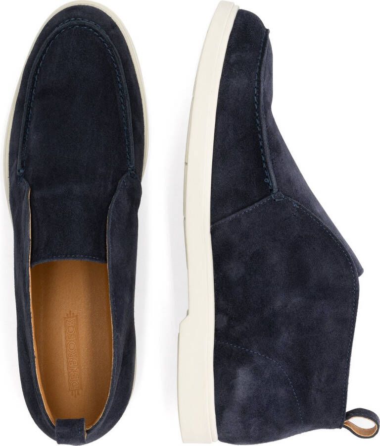 DEN BROECK DenBroeck Franklin St. Halfhoge instappers heren Suede leren schoenen Navy blauw leer