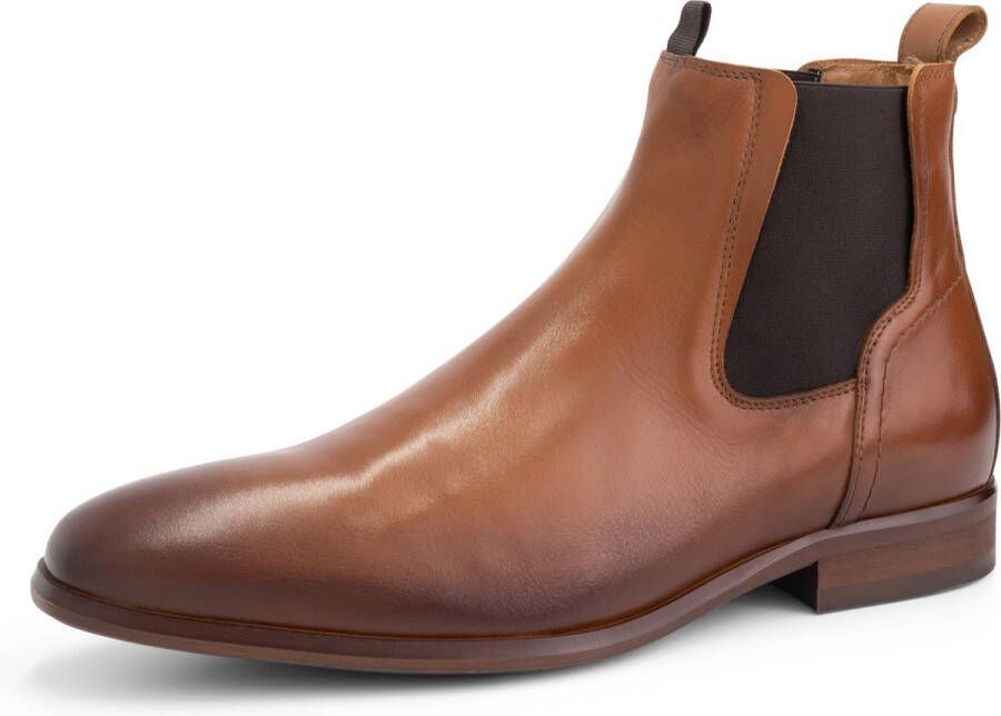 DEN BROECK DenBroeck Stone St. Nette Halfhoge herenschoenen Leren Enkellaarzen Chelseaboots mannen Cognac Bruin Leer