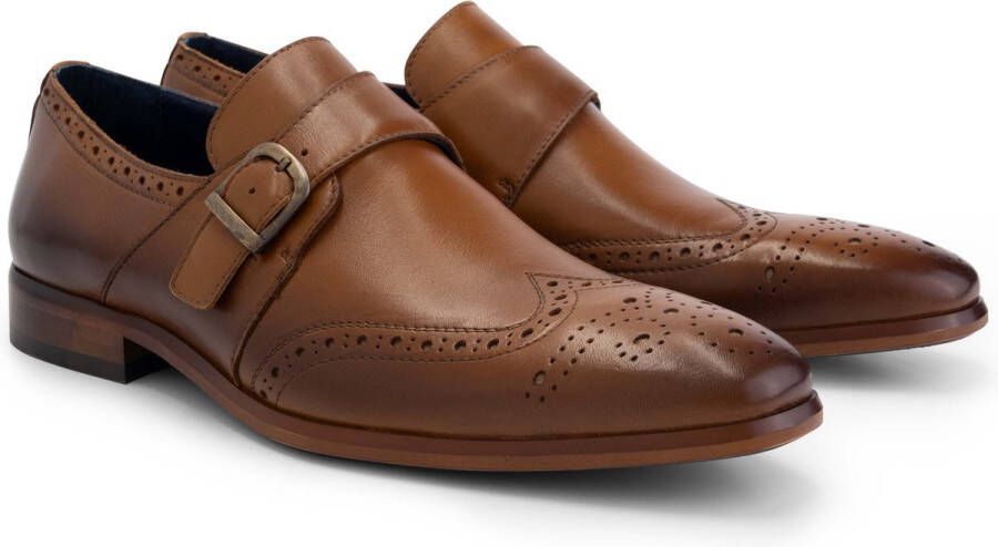 DenBroeck Whitehall St. Nette lage gespschoenen heren Broques mannen Cognac Bruin leer