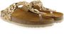 Develab 48202 leren teenslippers met panterprint beige goud - Thumbnail 12