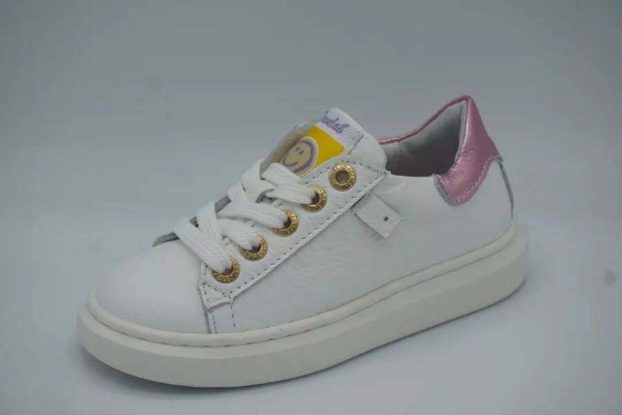 Develap 42764 witte sneaker met roze accent Kleur Wit)