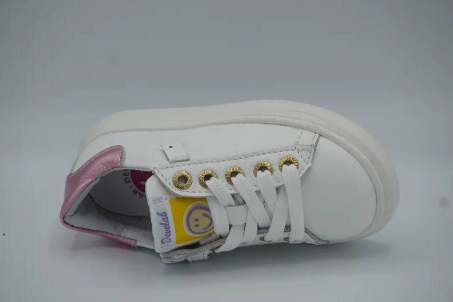 Develap 42764 witte sneaker met roze accent Kleur Wit)