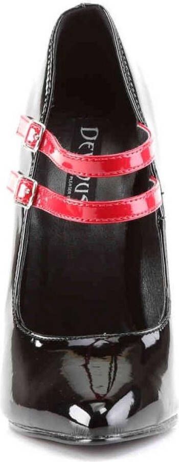 Devious DOMINA-442 Hoge hakken Paaldans schoenen 38 Shoes Zwart Rood