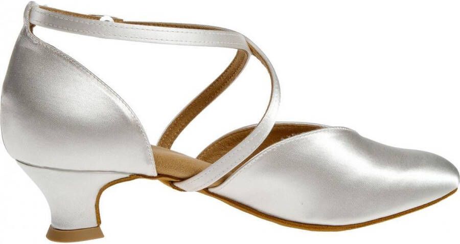 Diamant Dames Ballroom Dansschoenen 107-013-092 Wit Satijn Bruidsschoenen
