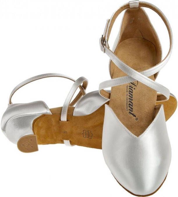 Diamant Dames Ballroom Dansschoenen 107-013-092 Wit Satijn Bruidsschoenen