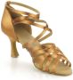 Diamant Dames Latin Dansschoenen 108-087-379 – Donker beige Satijn – 6 5 cm Hak – - Thumbnail 4