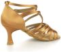 Diamant Dames Latin Dansschoenen 108-087-379 – Donker beige Satijn – 6 5 cm Hak – - Thumbnail 5