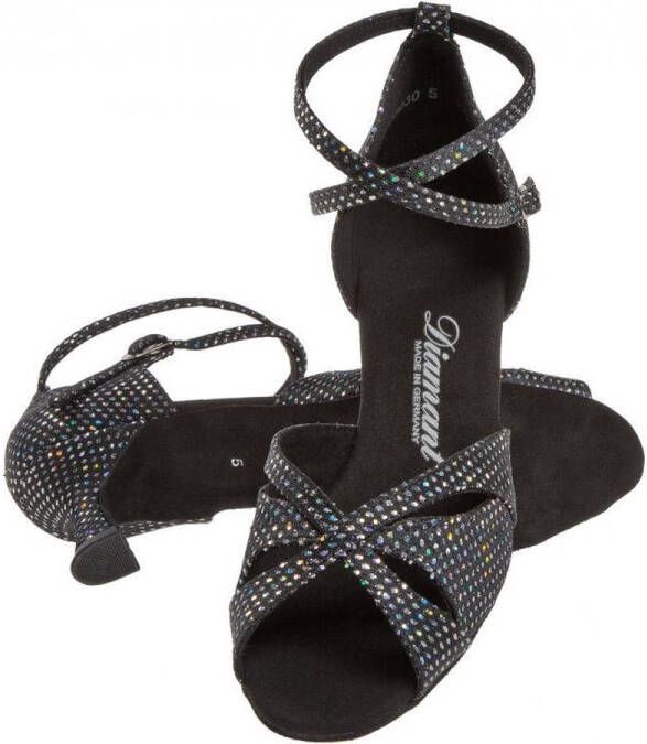 Diamant Dans schoenen Dames Salsa Latin 141-077-183 – Zwart Zilver Holografisch – 5 cm Hak – - Foto 3