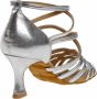 Diamant Dansschoenen Dames 108-077-013 Bruidsschoenen Latin Dansschoenen Zilver Leer Open Sandalen Dames Suede Zool - Thumbnail 5