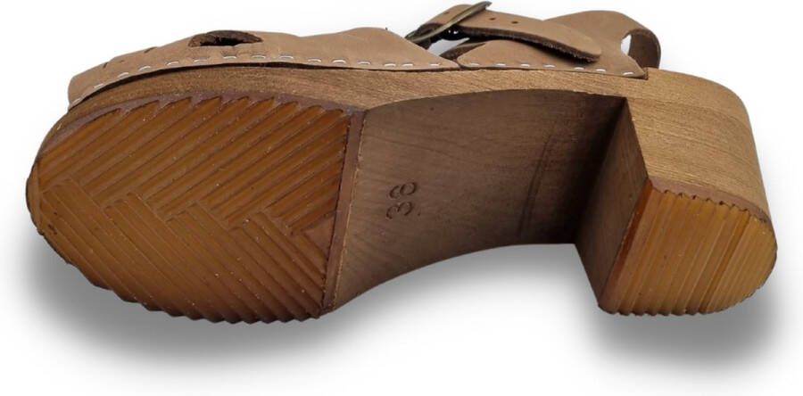 DINA Betty heels nubuck leer coffee brown hak met hielriem gevlochten - Foto 2