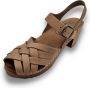 DINA Betty heels nubuck leer coffee brown hak met hielriem gevlochten - Thumbnail 3