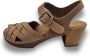 DINA Betty heels nubuck leer coffee brown hak met hielriem gevlochten - Thumbnail 2