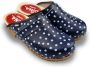 DINA dames klompen zweedse muilen blauw met witte stip - Thumbnail 4