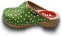DINA dames klompen zweedse muilen groen met witte stip - Thumbnail 2