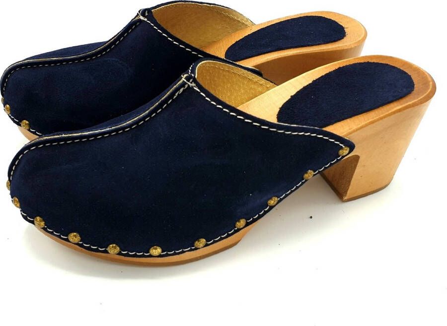 DINA Heels Blauw dames clogs suede - Foto 2