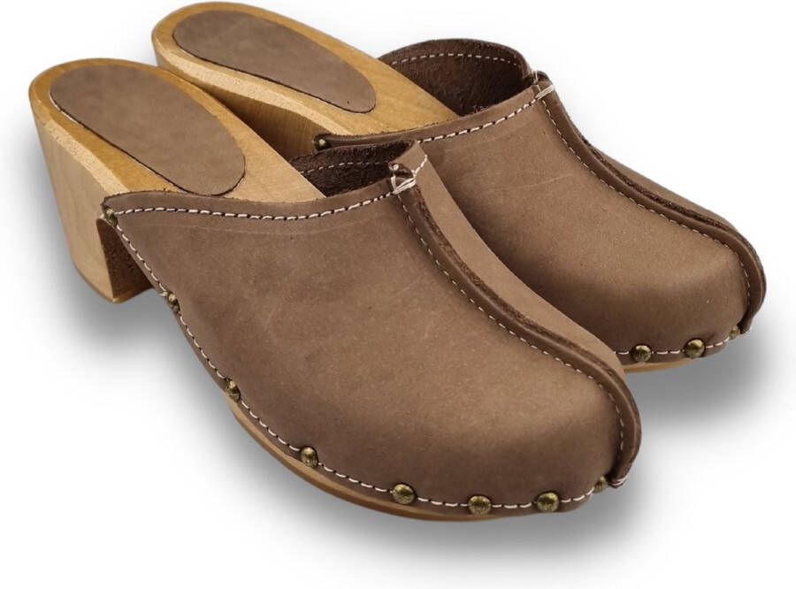 DINA heels nubuck leer coffee brown hak