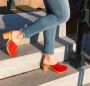 DINA Heels rood dames clogs suede - Thumbnail 4