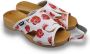 DINA Houten sandalen met upper van leer Rode tulpen print veel grip en comfortabele instap - Thumbnail 4